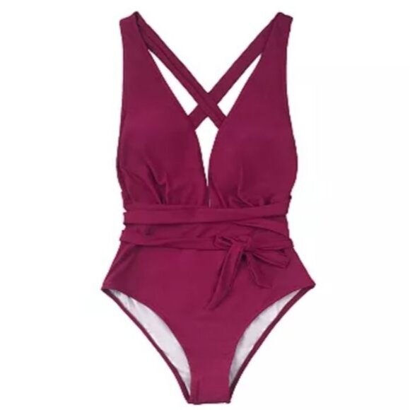 NWT CUPSHE Deep V Neck One Piece Swimsuit Size Medium - Picture 1 of 12